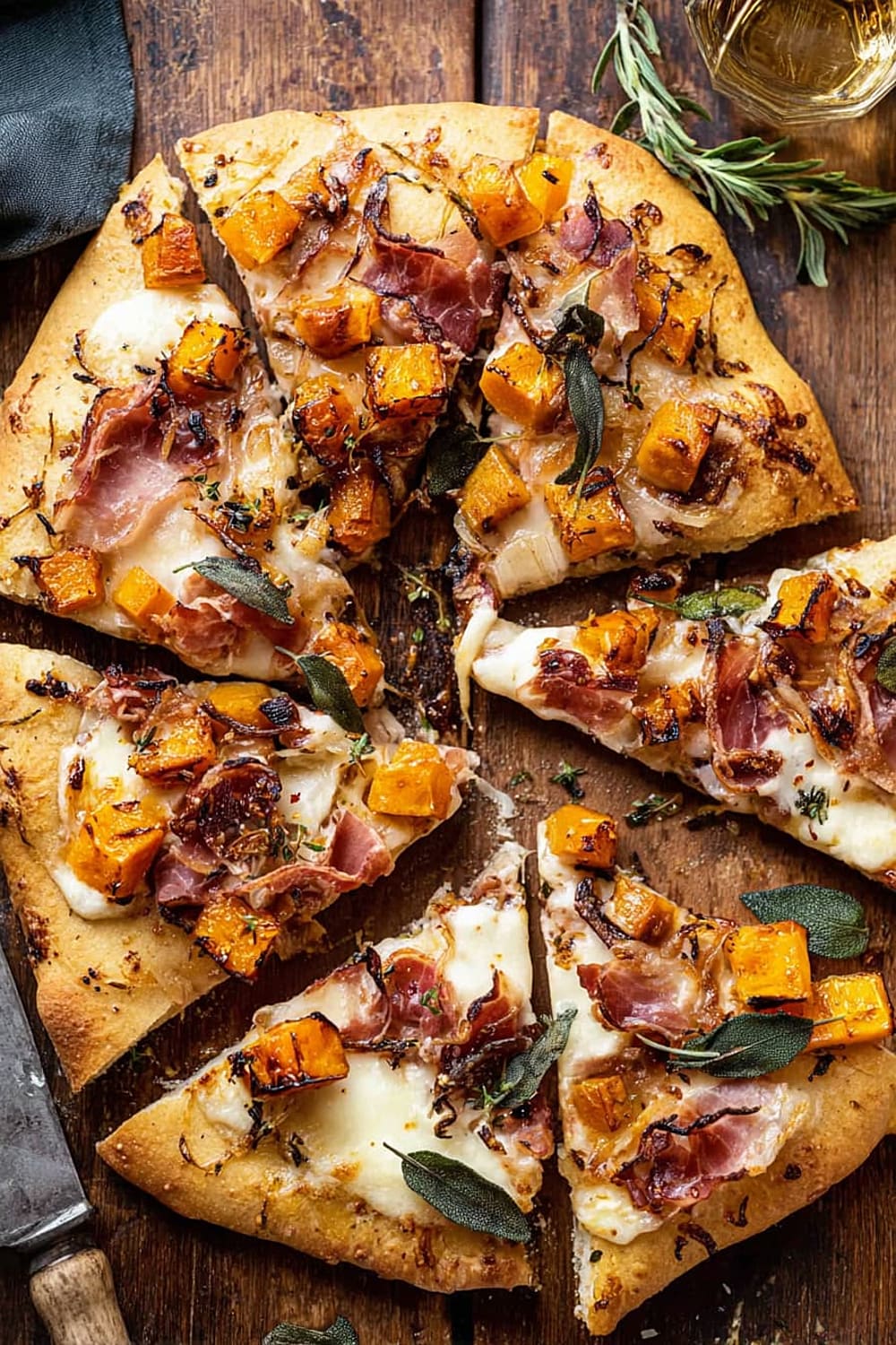 Roasted Butternut Squash Prosciutto Pizza with Caramelized Onions