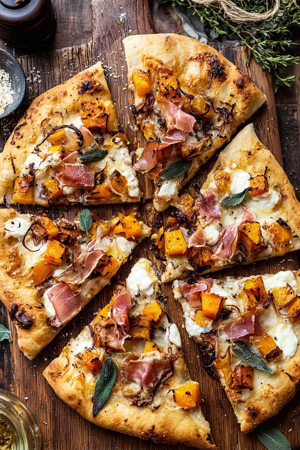 Roasted Butternut Squash Prosciutto Pizza with Caramelized Onions