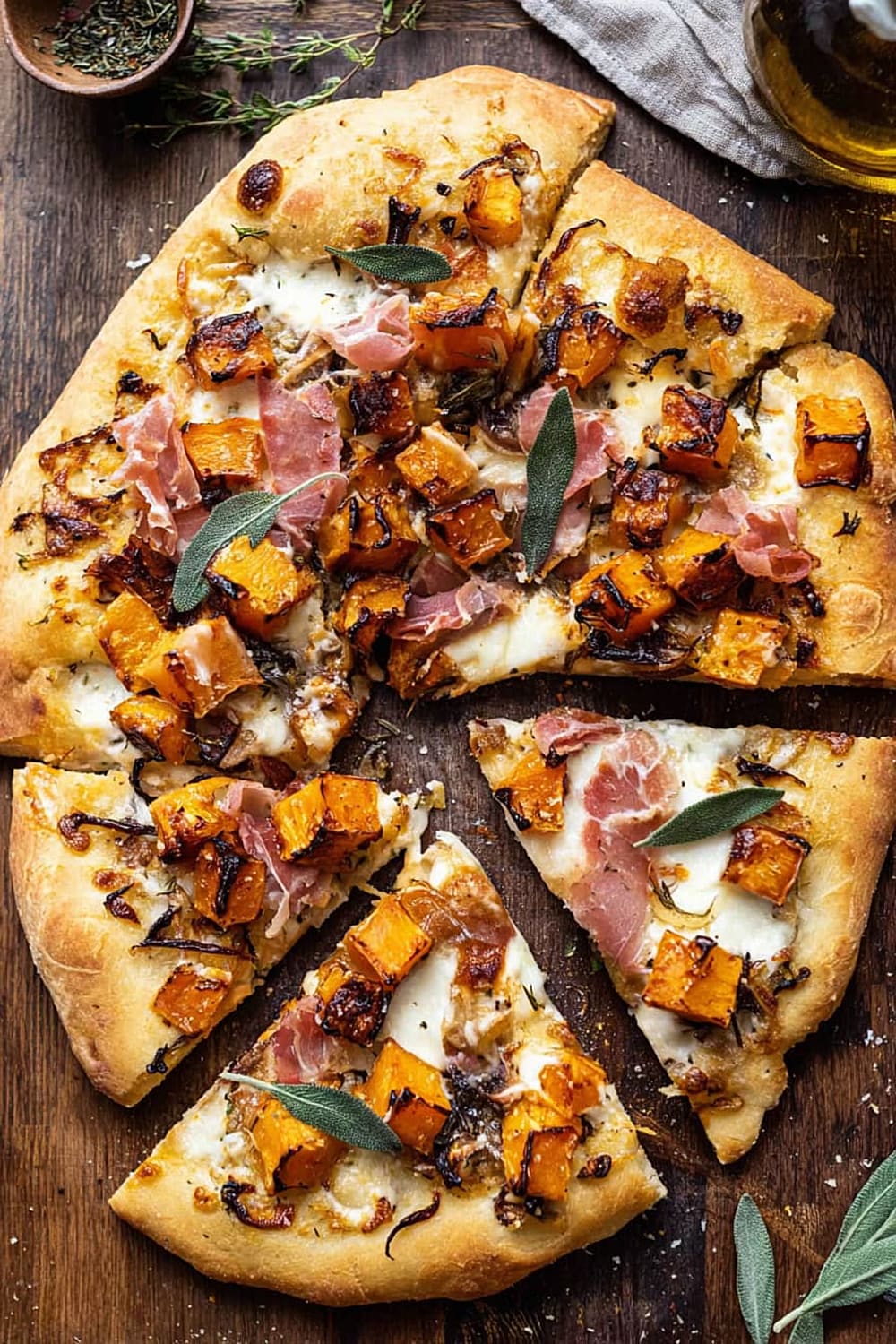 Roasted Butternut Squash Prosciutto Pizza with Caramelized Onions
