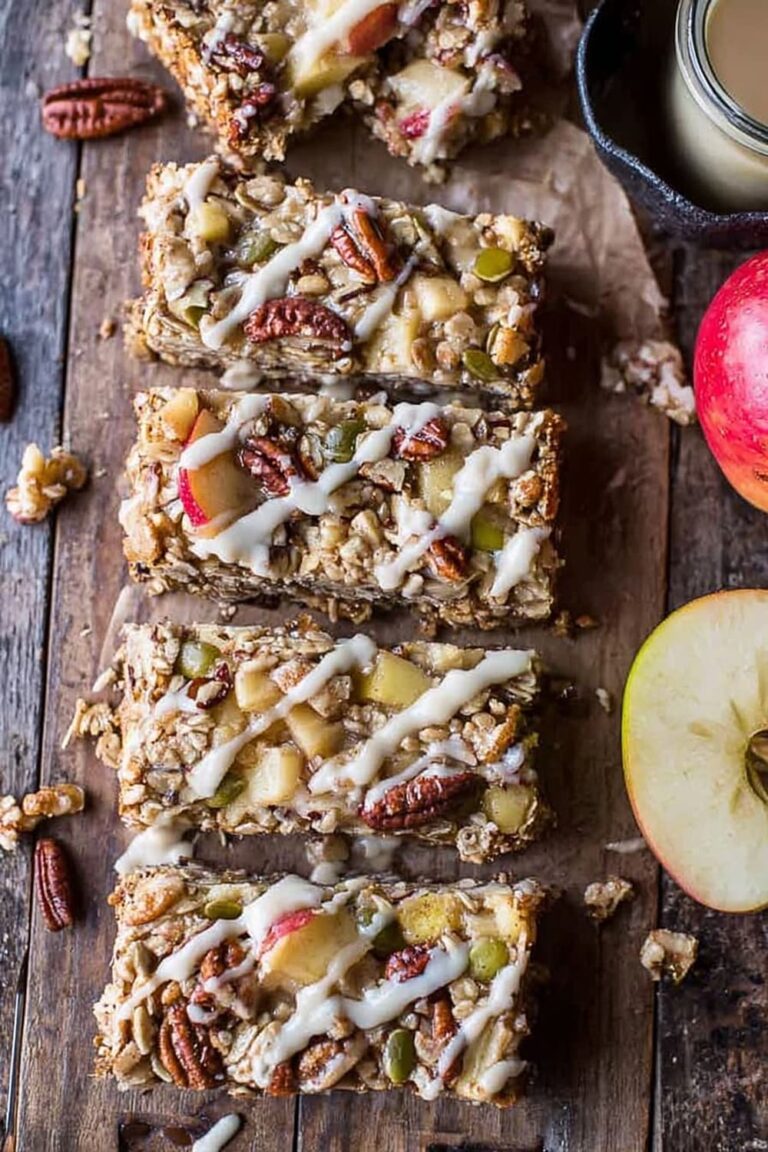 Brown Butter Caramelized Apple Crisp Bars w/ Pecan Streusel + Mascarpone Maple Glaze
