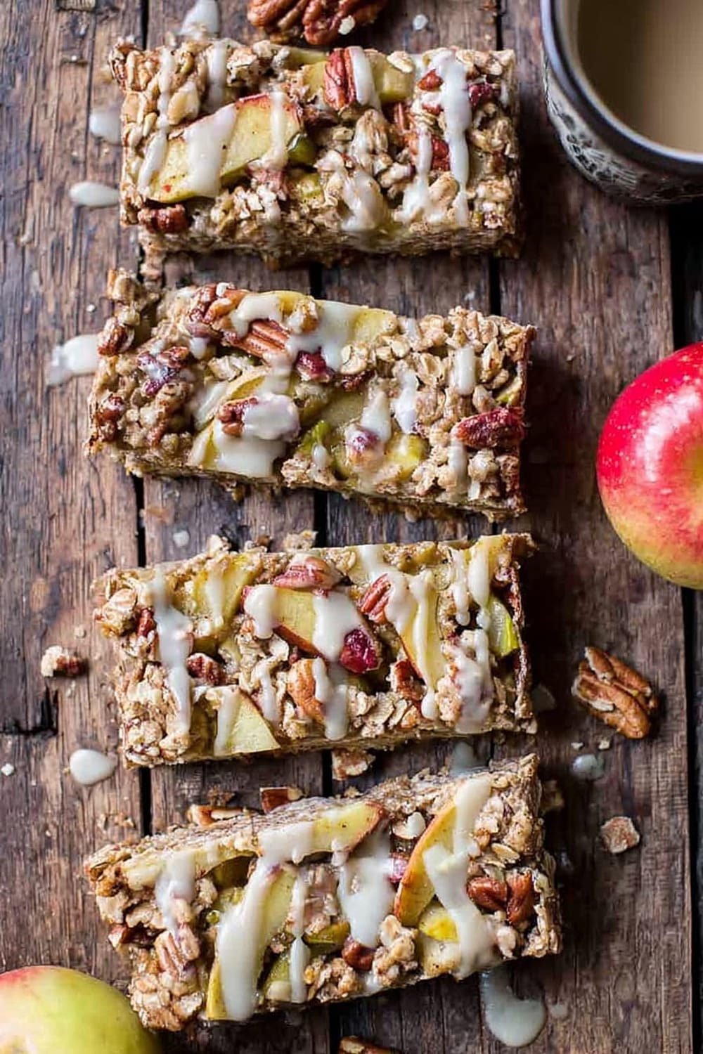 Brown Butter Caramelized Apple Crisp Bars w/ Pecan Streusel + Mascarpone Maple Glaze