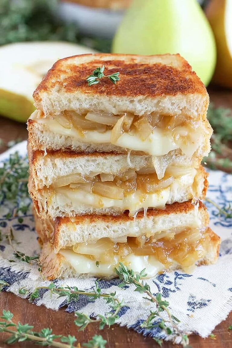 Caramelized Onion Pear Grilled Cheese Sandwich