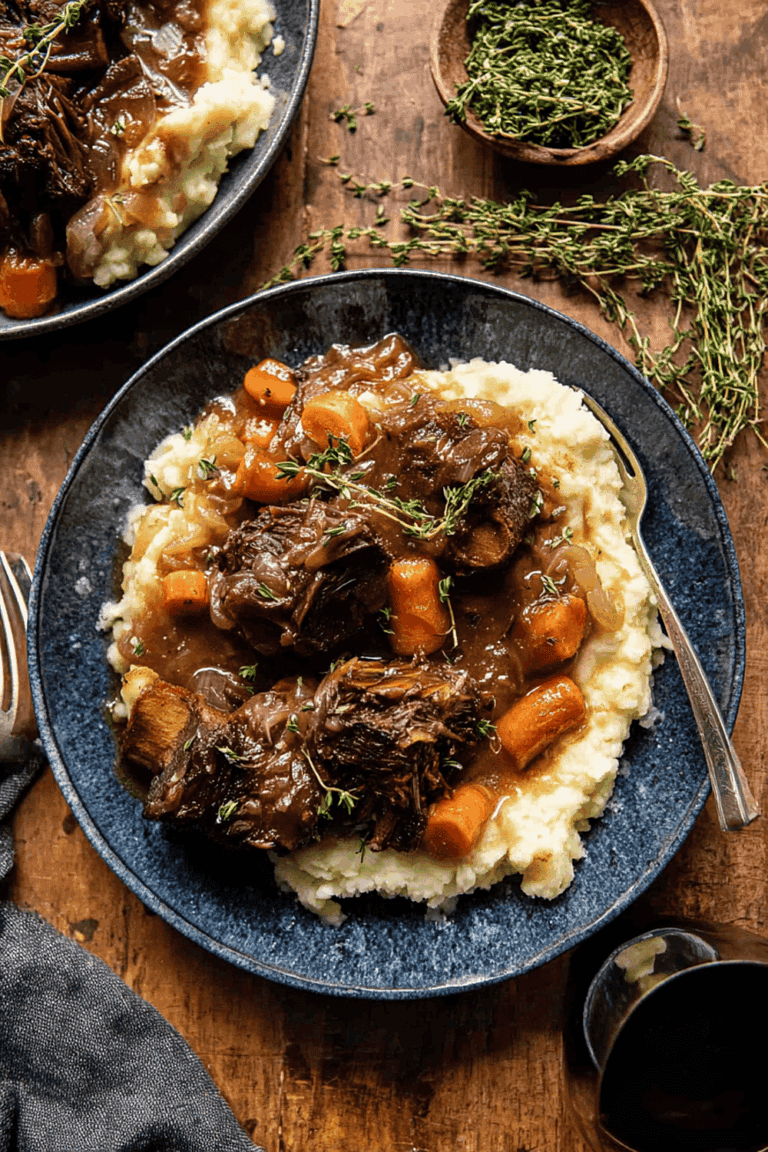 Cider Braised Short Ribs with Caramelized Onions