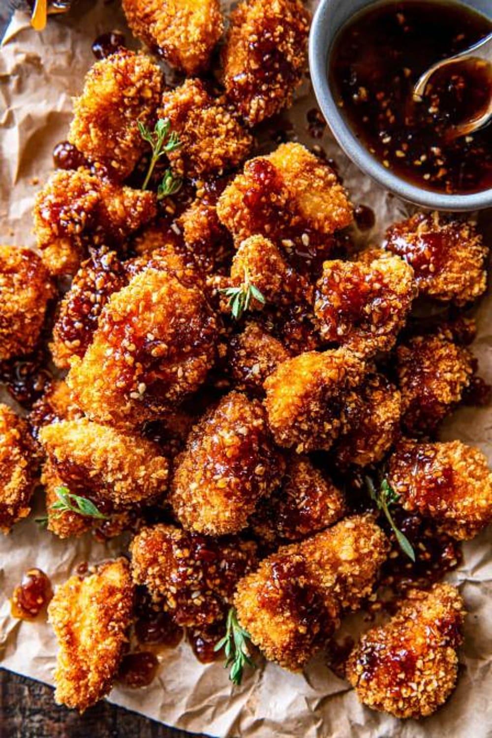 Oven Fried Southern Hot Honey Popcorn Chicken