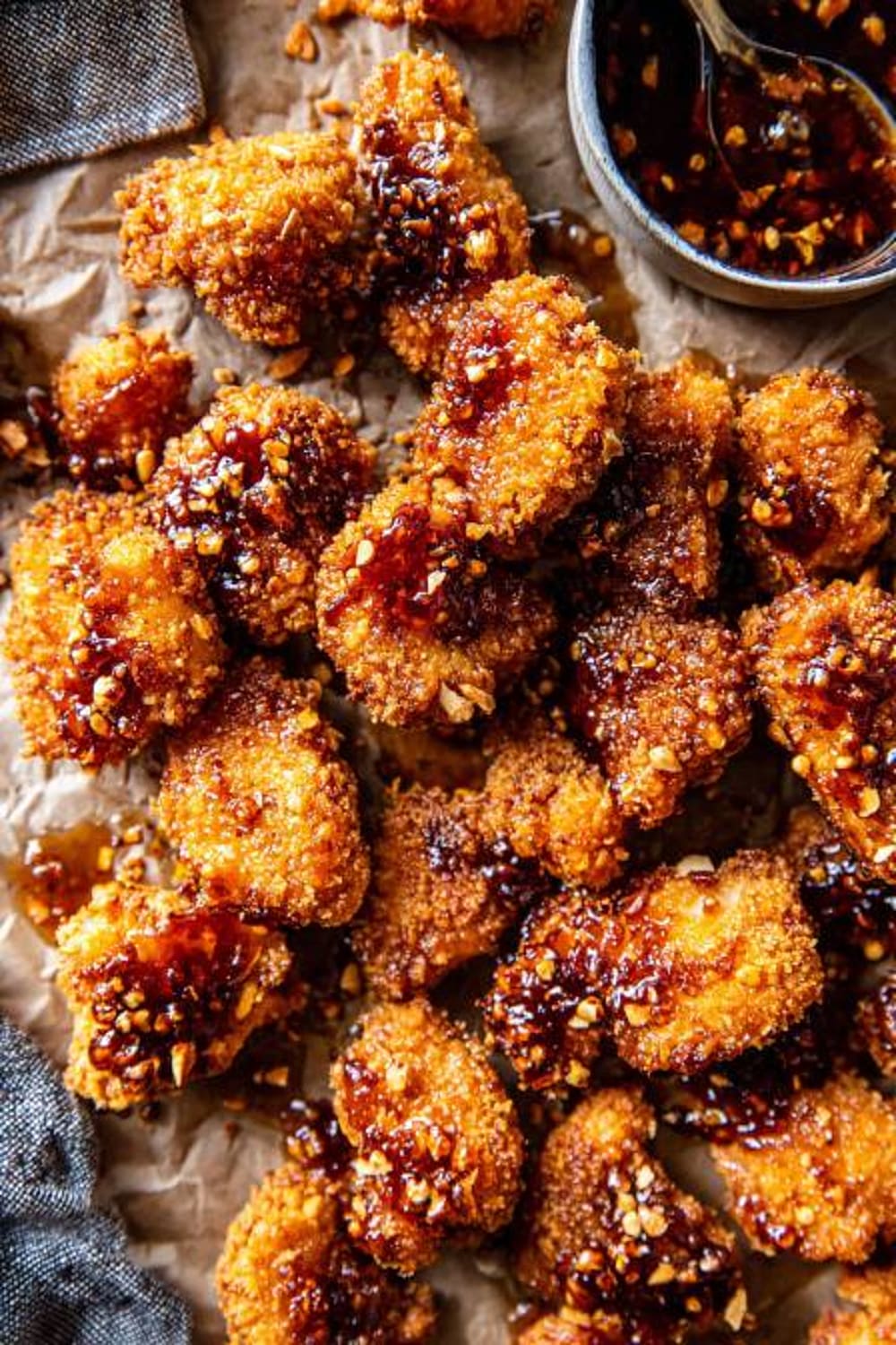 Oven Fried Southern Hot Honey Popcorn Chicken