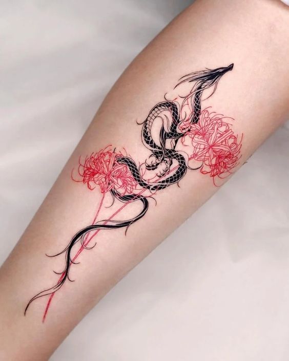 A snake and spider lily that feels haunting