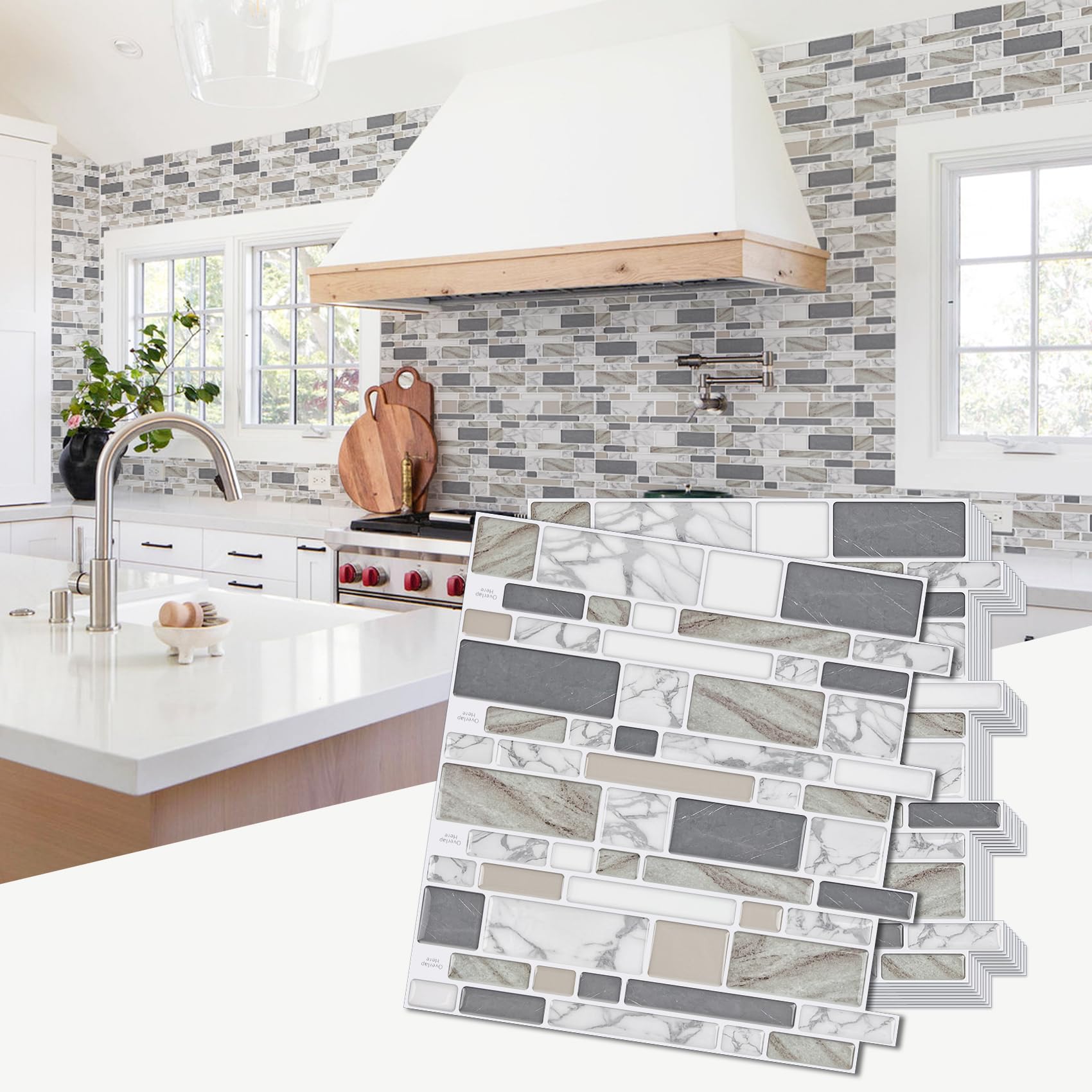 A peel-and-stick backsplash that fakes a renovation