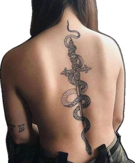 A snake spine tattoo that follows your backbone