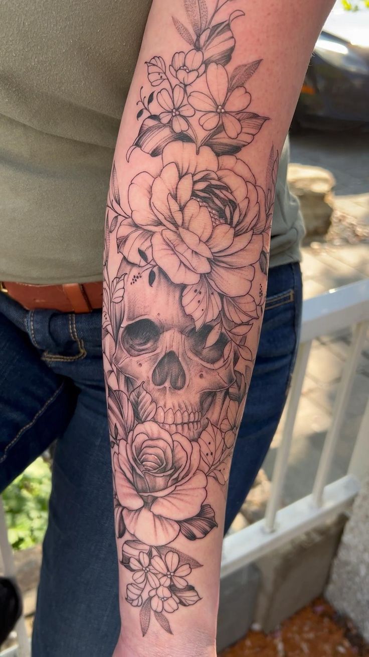 Dark floral with skulls hidden in the petals