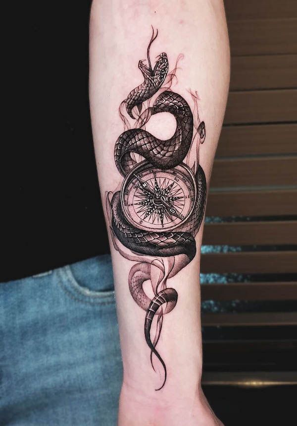 A snake and compass that signals unstoppable direction