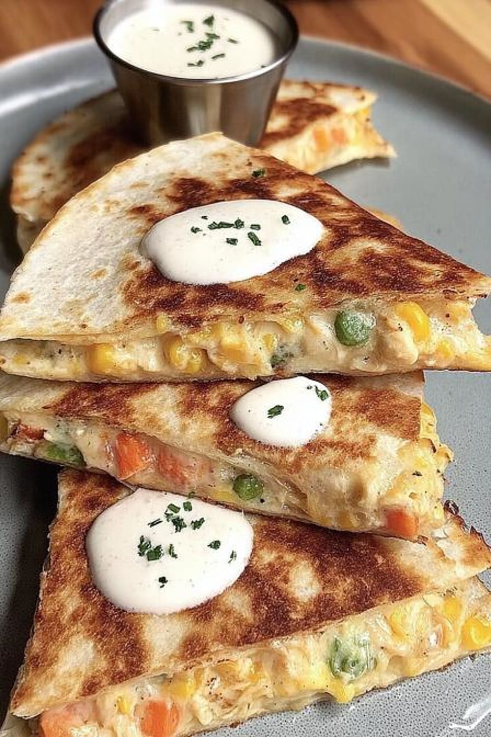 Chicken Pot Pie Quesadilla