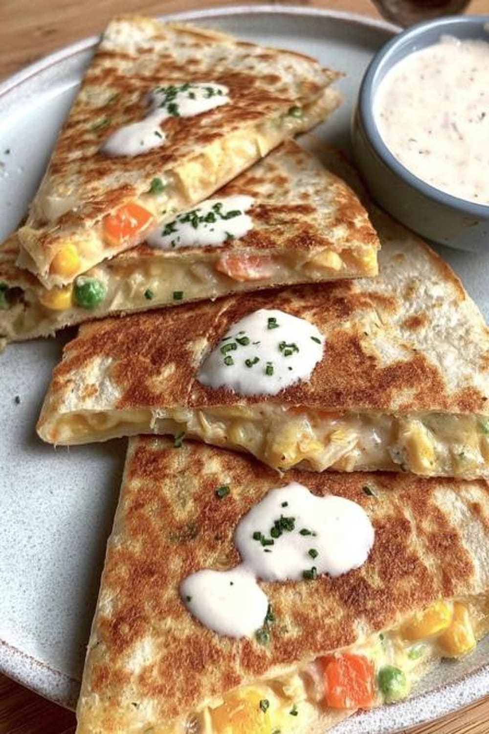 Chicken Pot Pie Quesadilla