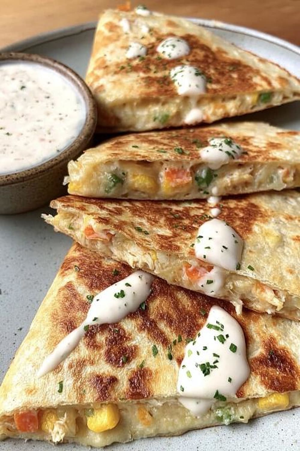 Chicken Pot Pie Quesadilla