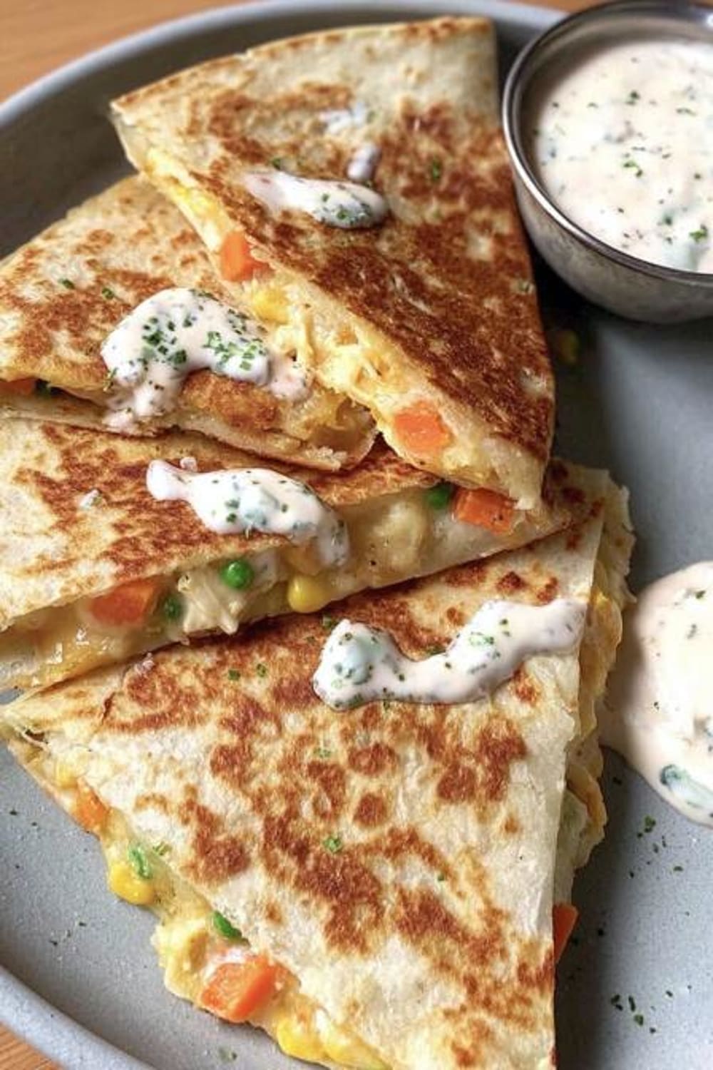 Chicken Pot Pie Quesadilla