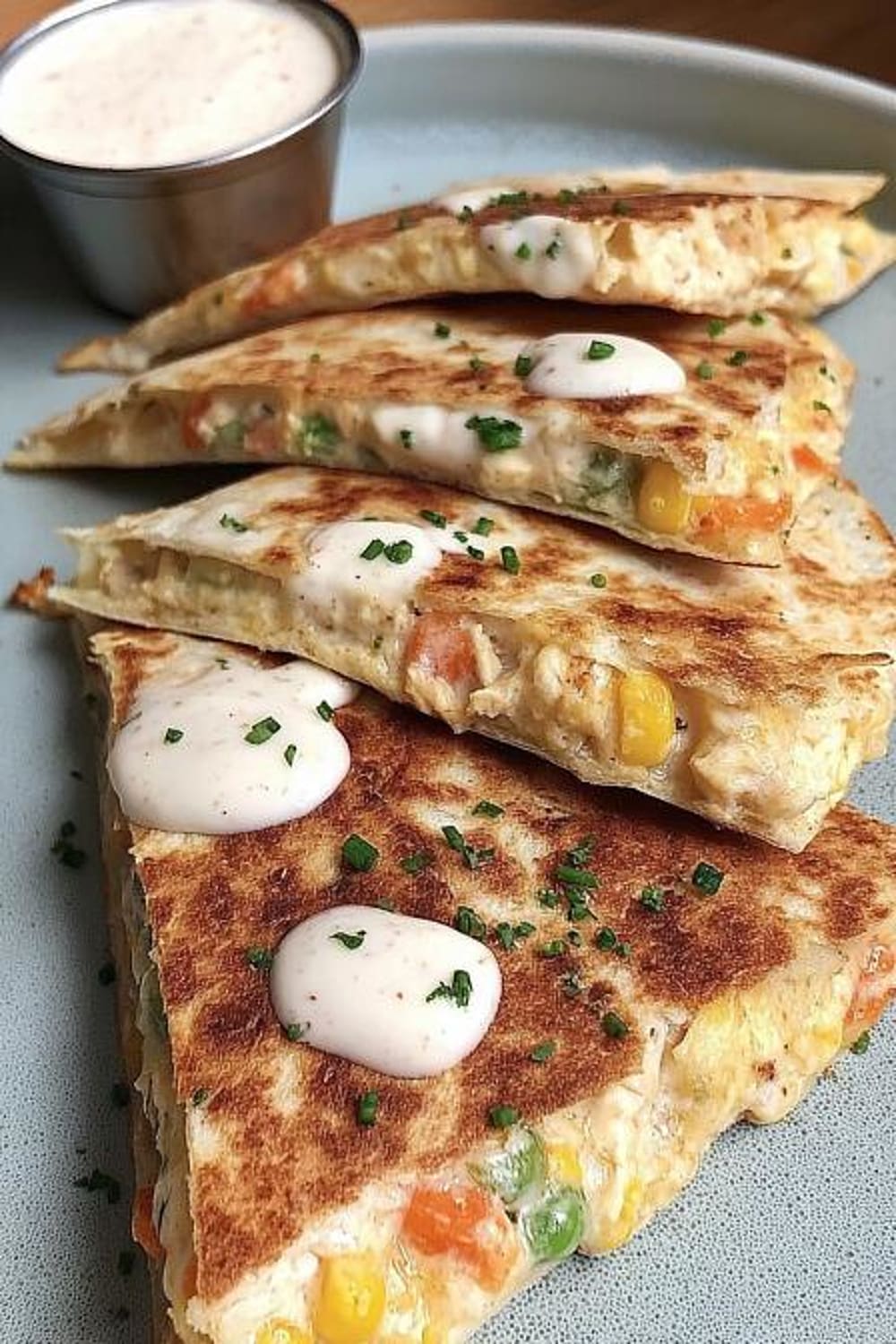 Chicken Pot Pie Quesadilla