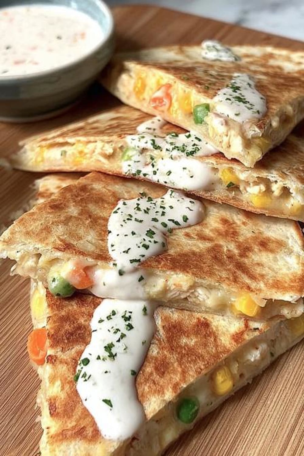 Chicken Pot Pie Quesadilla