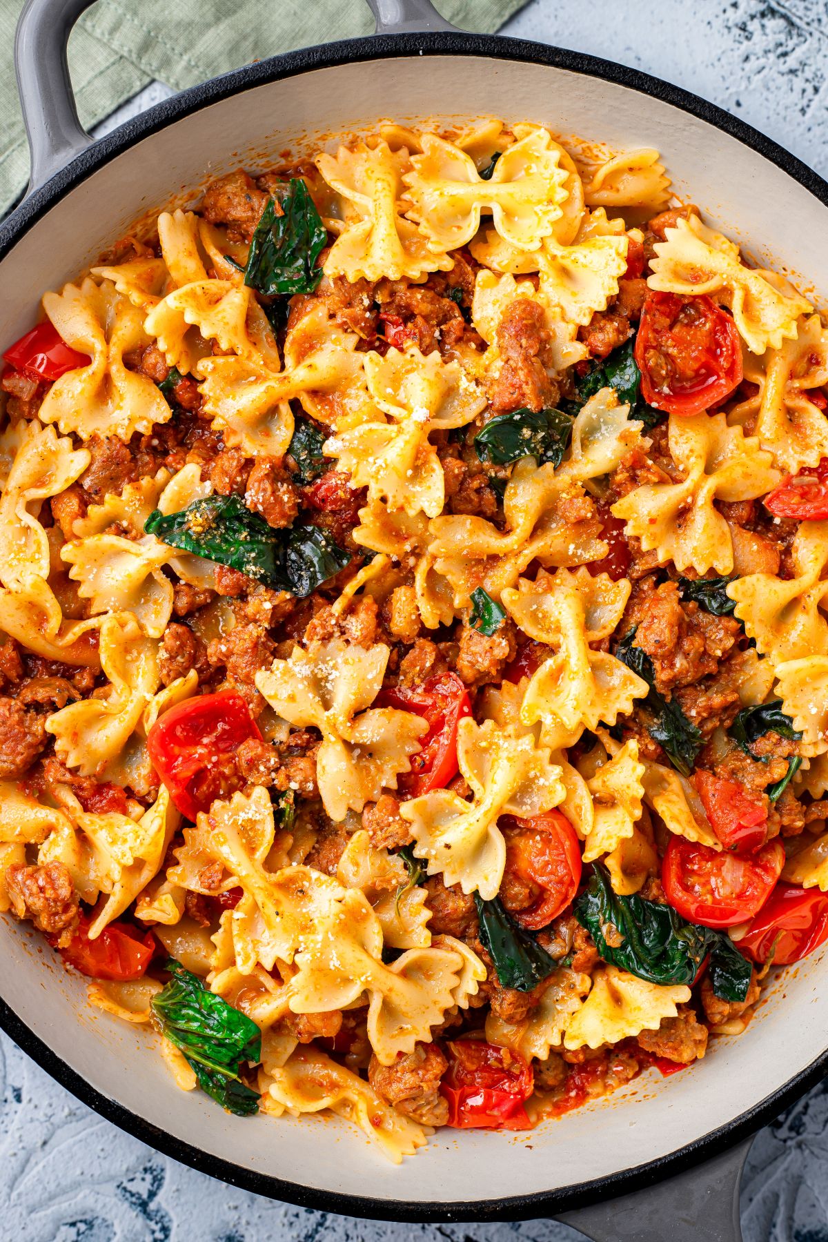 Cherry Tomato Sausage Bow Ties