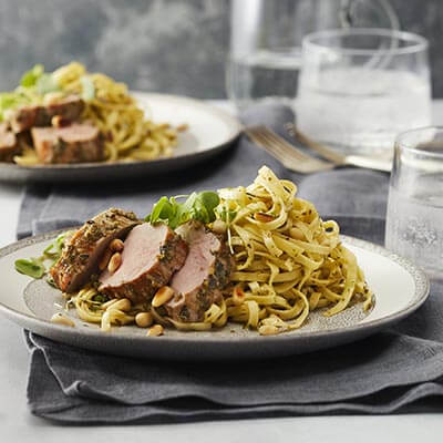 Pork Tenderloin Pesto Pasta