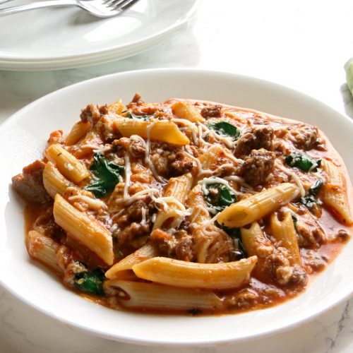 Ground Beef Marinara with Spinach