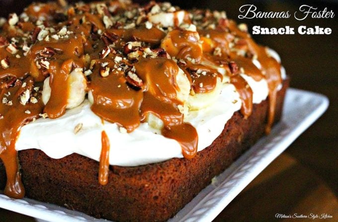 Chocolate Bananas Foster Poke Cake