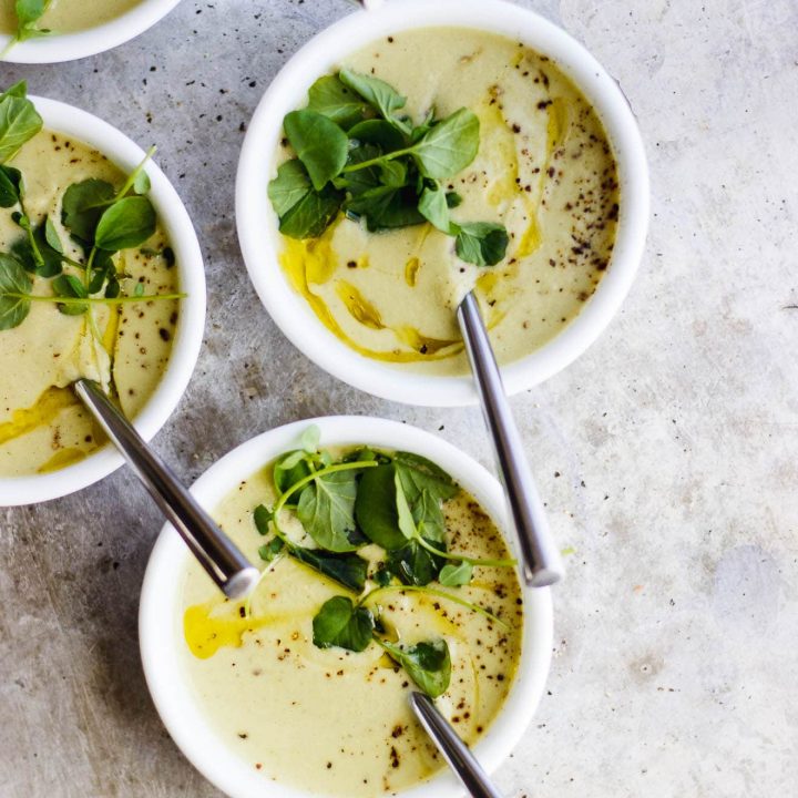 Celery Soup with Herb Oil Drizzle
