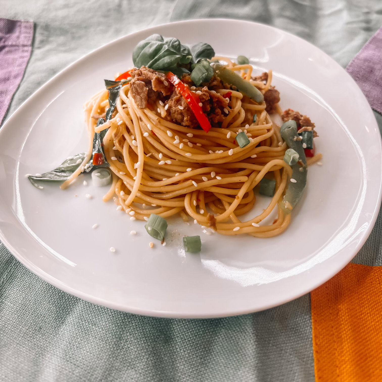 Thai Basil Beef Pasta Fusion