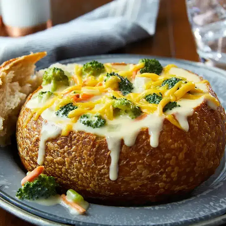 Broccoli Parmesan Crust Bread Bowls