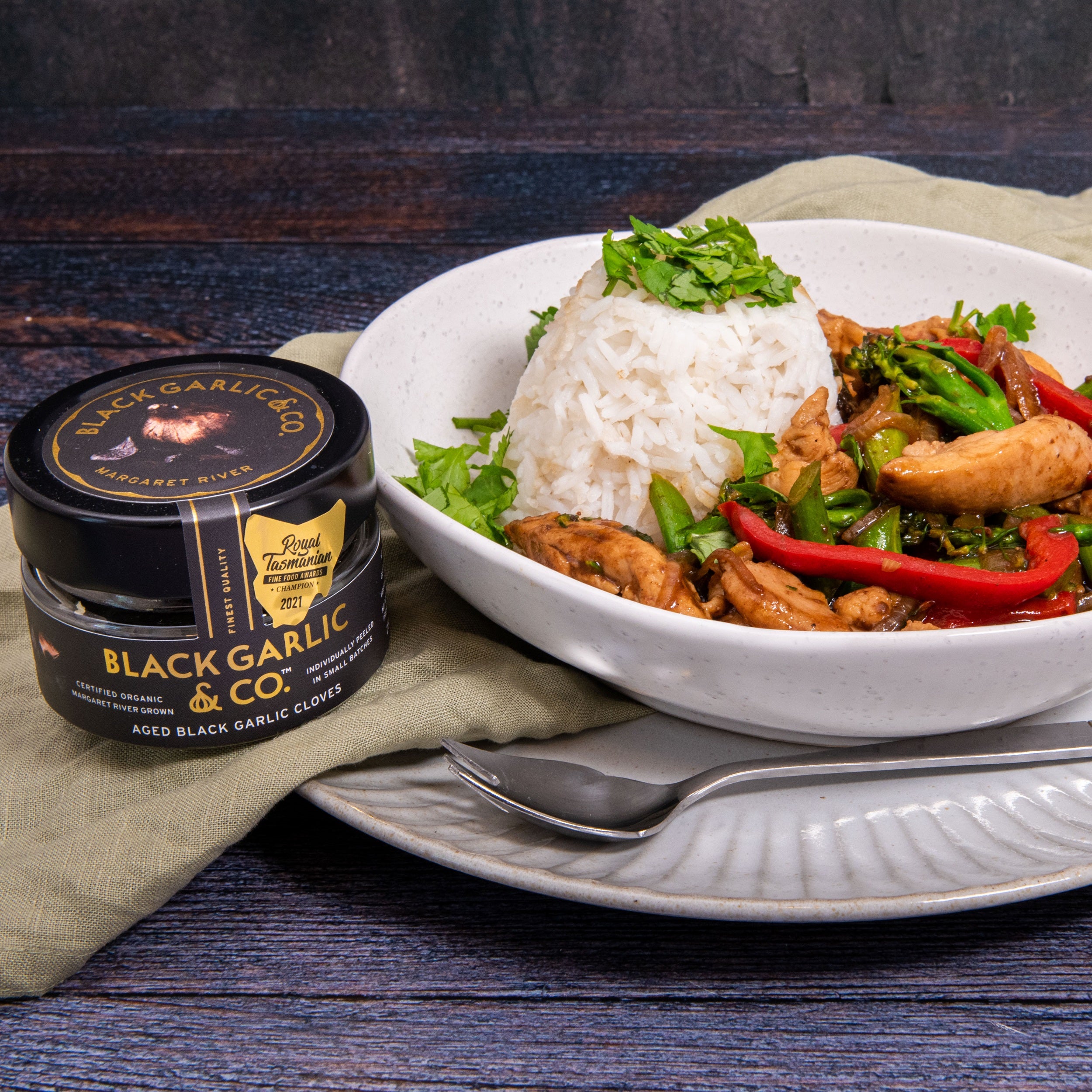 Black Garlic Chicken Stir Fry