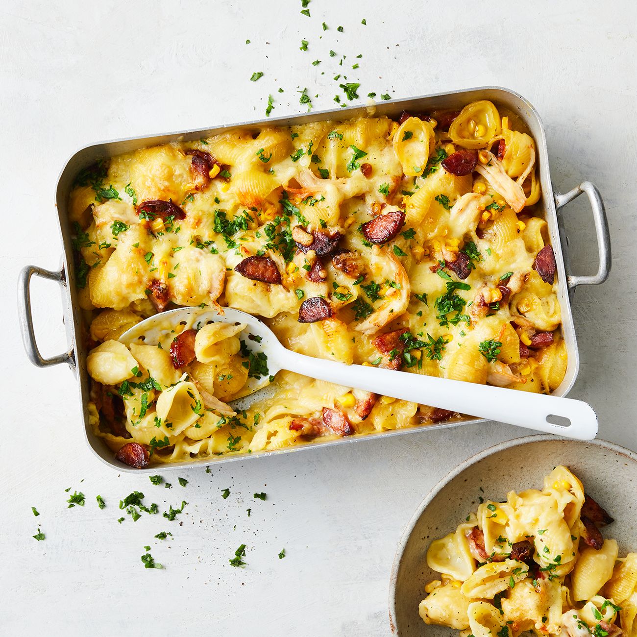 Chorizo and Corn Pasta Bake