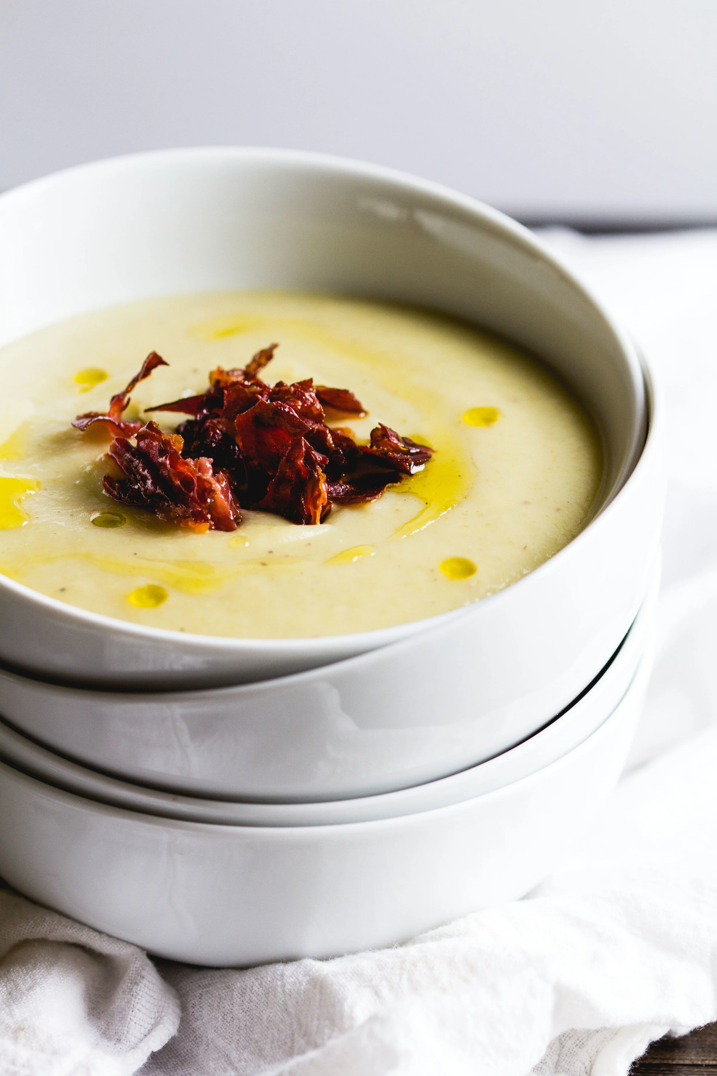 Celery Soup with Prosciutto Crisps