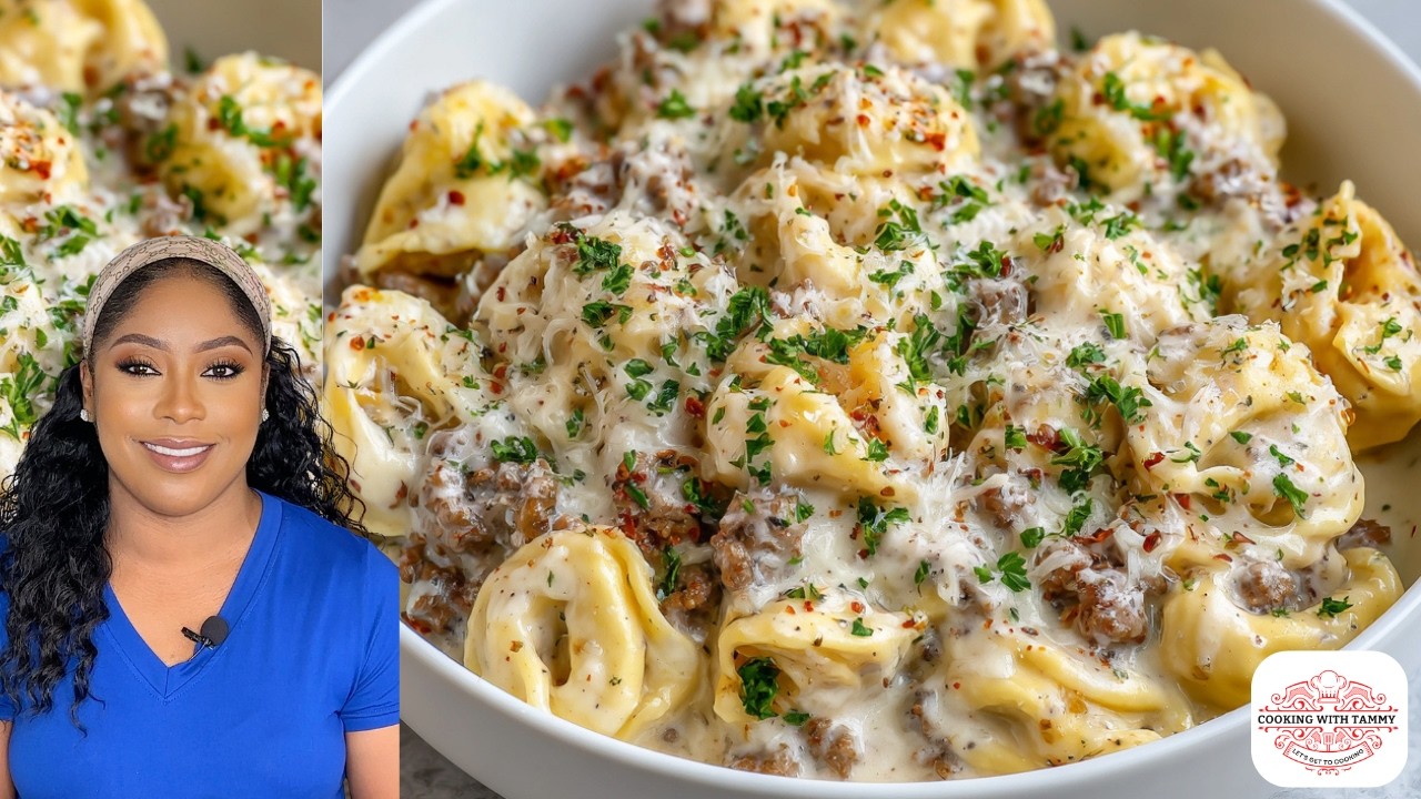 Beef Tortellini Alfredo Skillet