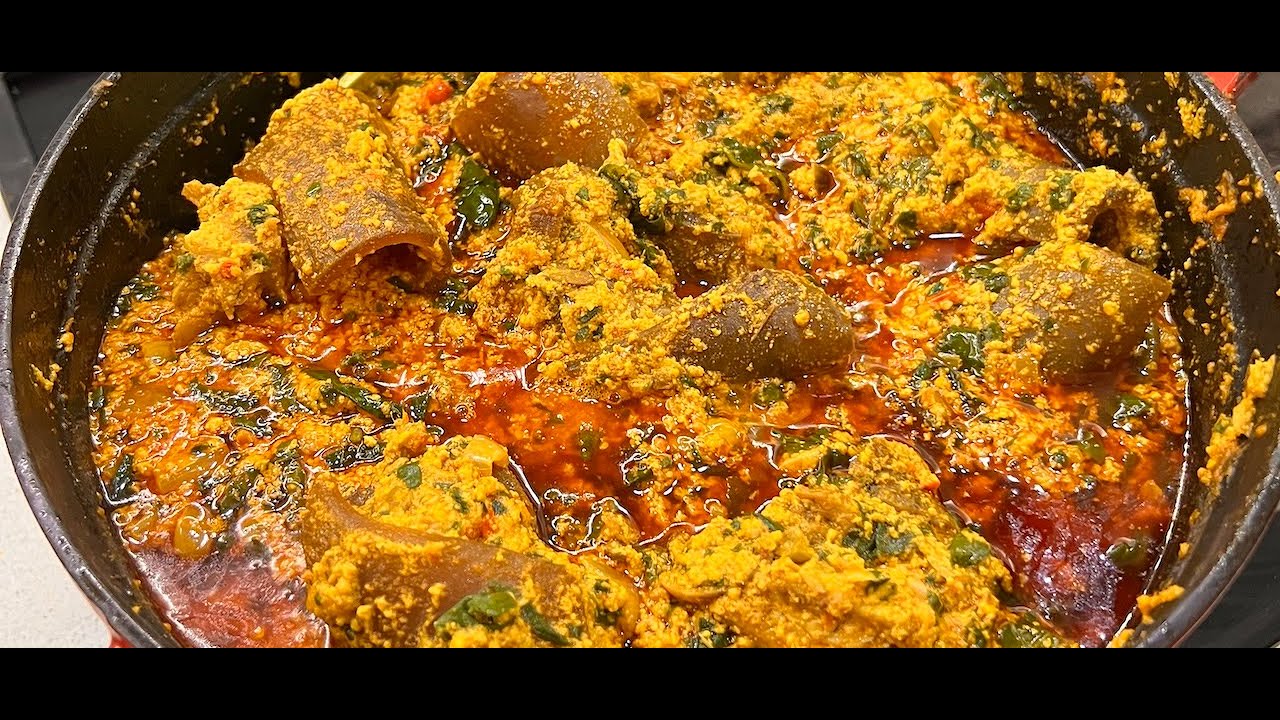 Egusi Soup with Beef Tendons