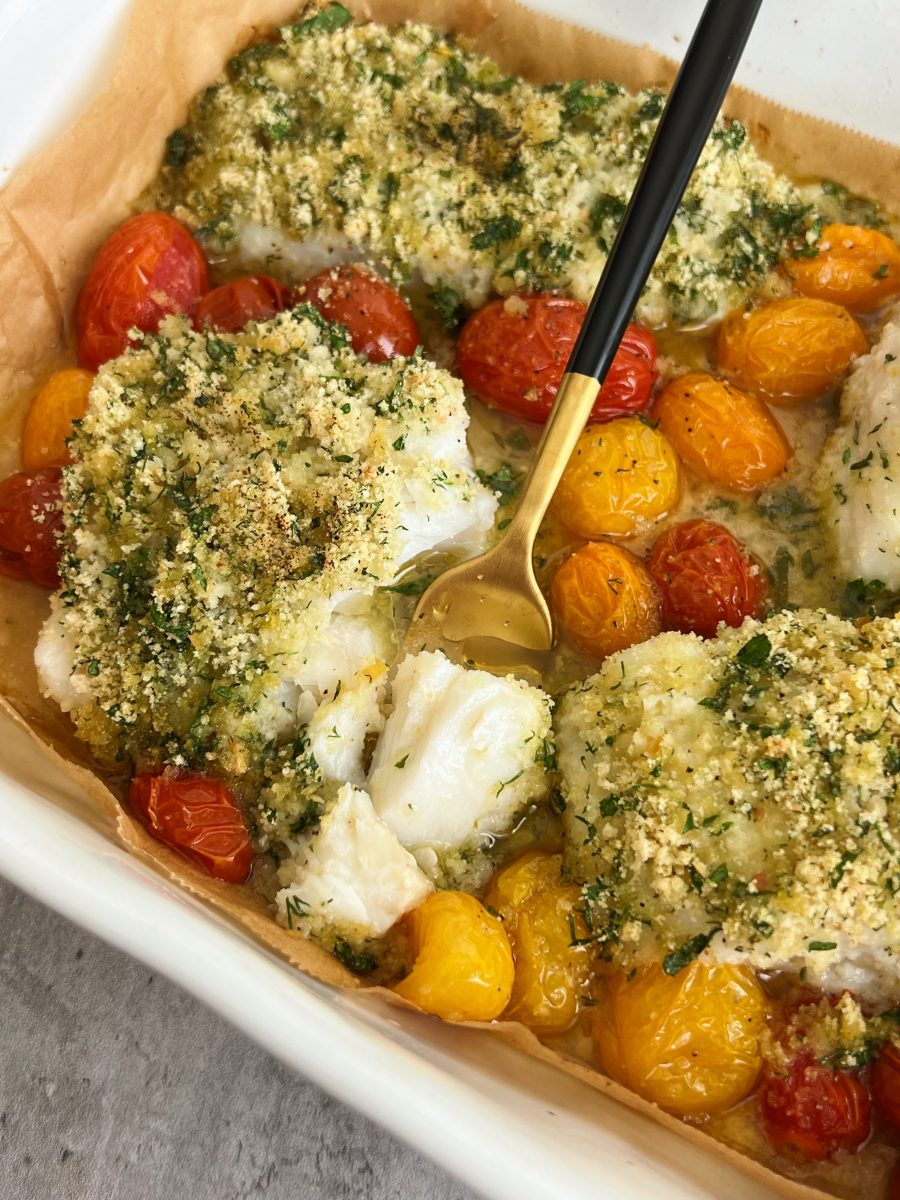 Herb-Crusted Cod with Vegetables