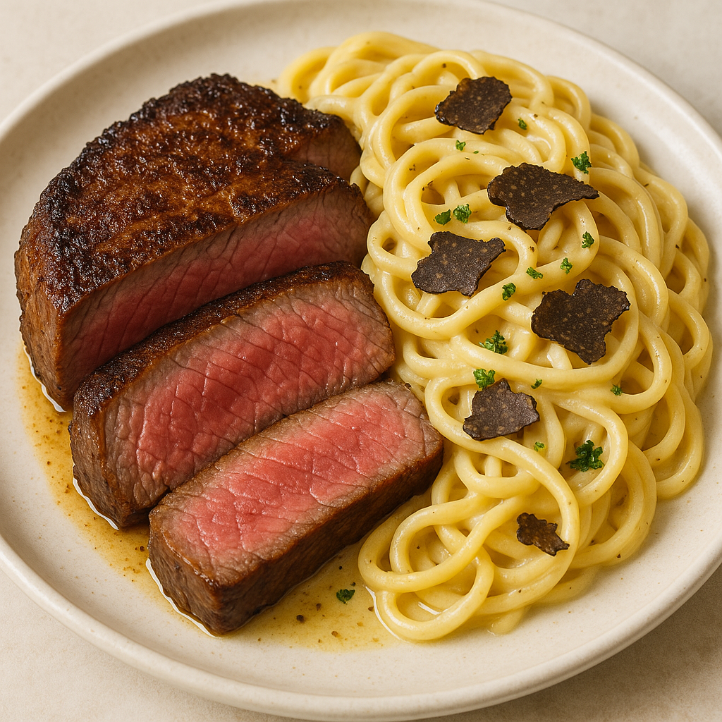 Steak with Truffle Cream Sauce