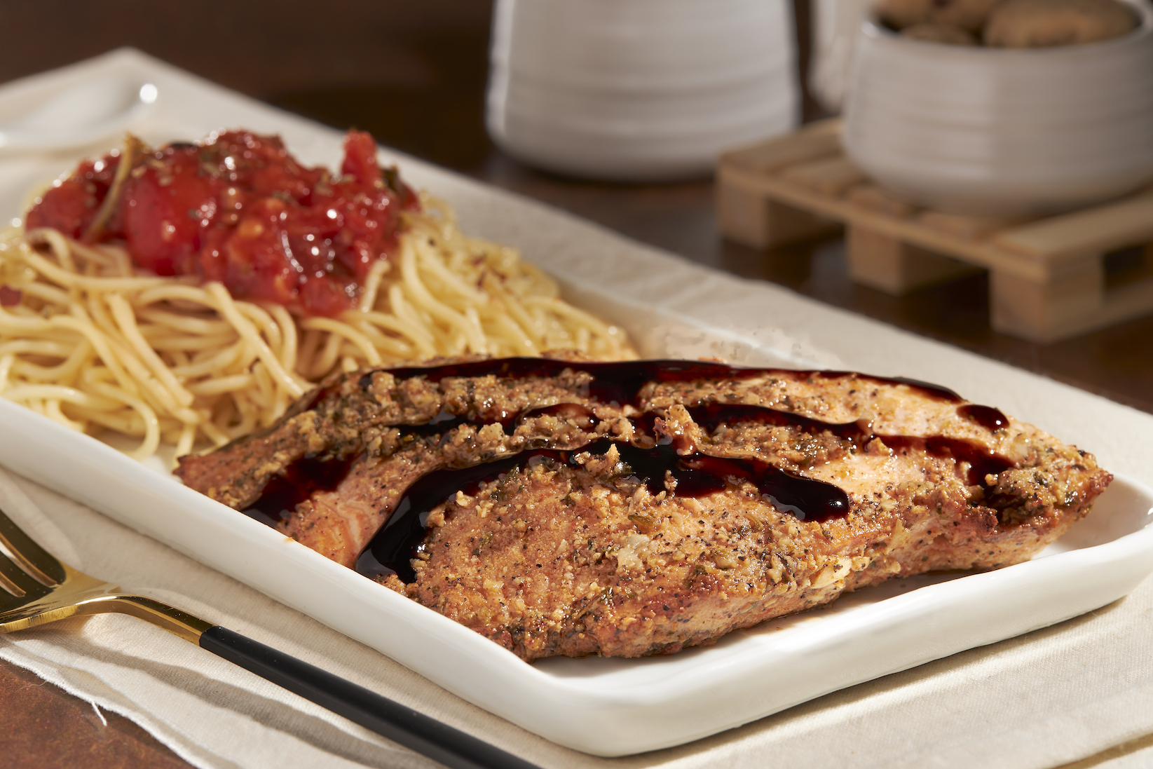 Balsamic Glazed Salmon Pasta