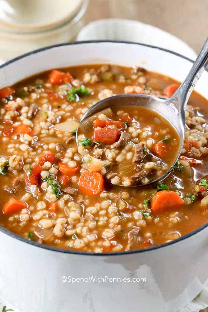Beef and Barley Pasta Soup