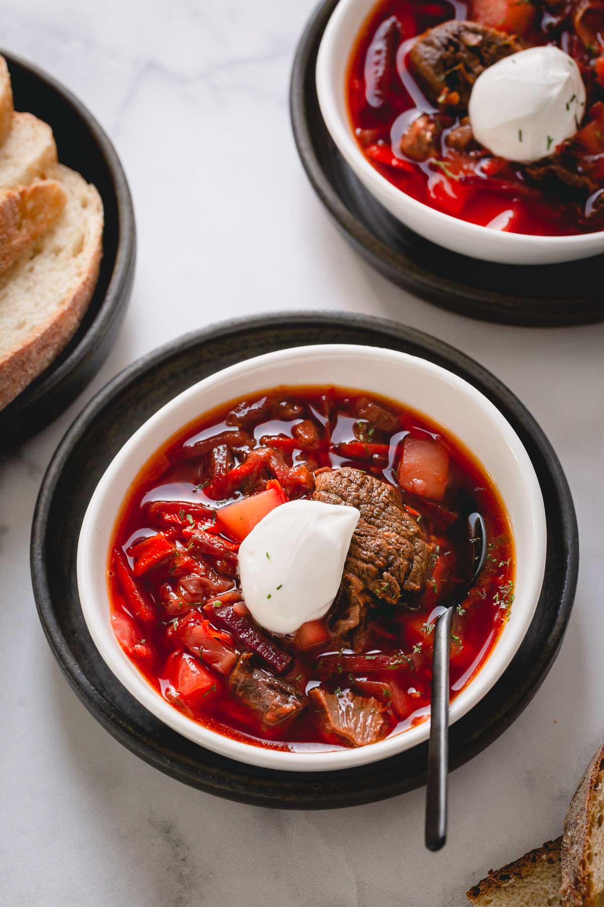 Beet and Beef Meatball Borscht
