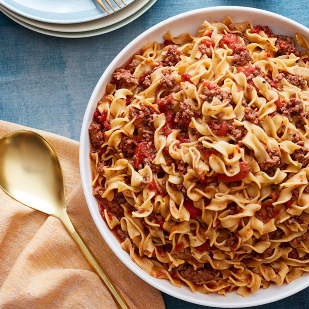 Beef Goulash with Egg Noodles