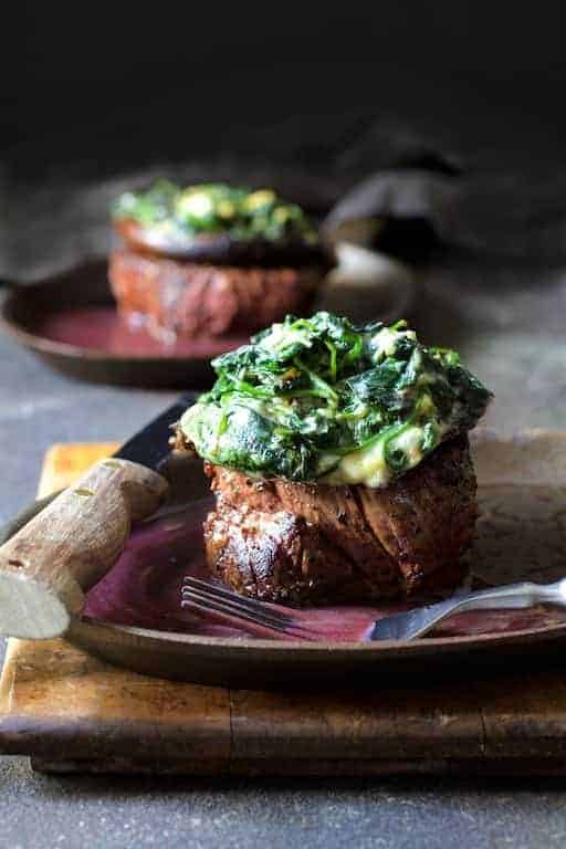Beef and Spinach Stuffed Mushrooms