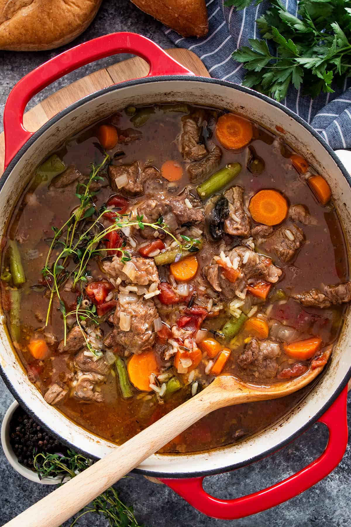 Wild Rice Beef Burgundy Soup