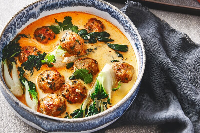 Coconut Lime Shrimp Meatball Soup