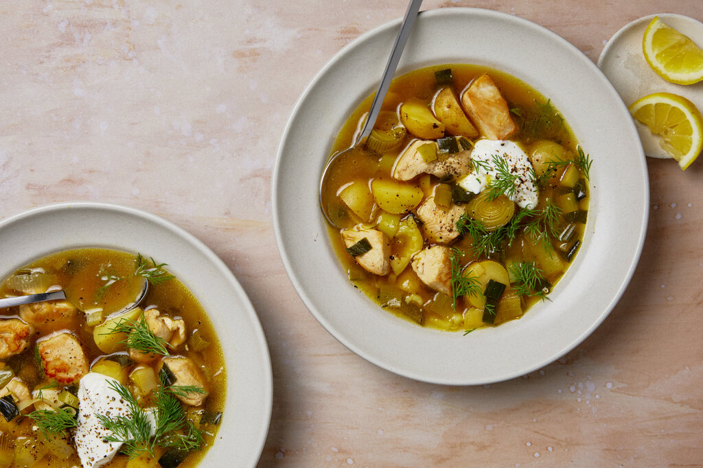 French Potato Leek and Chicken Soup