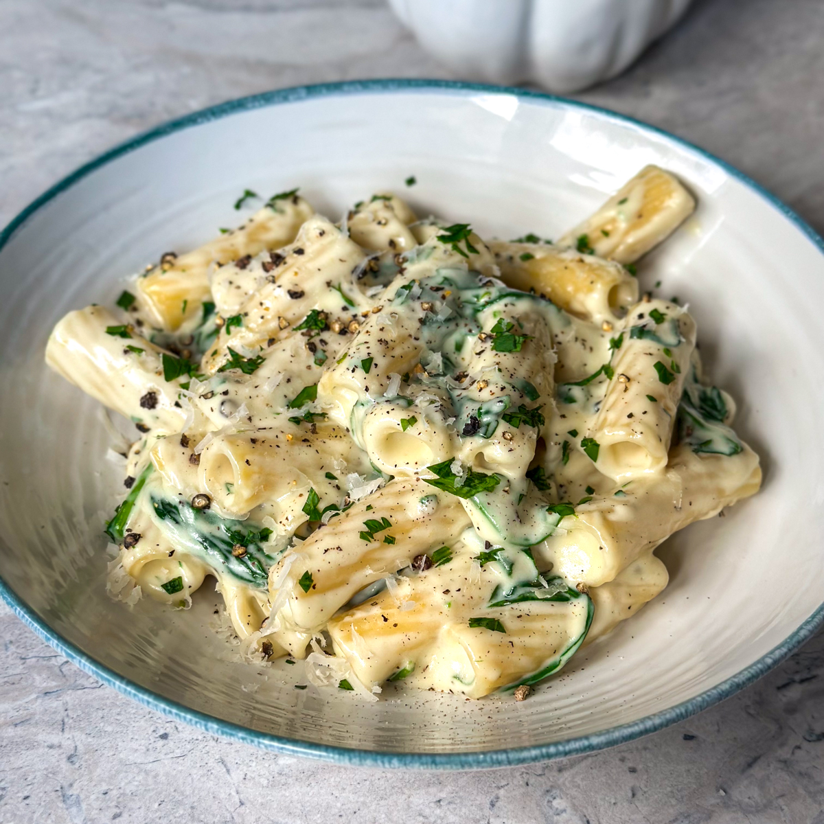 Creamy Beef and Spinach Rigatoni