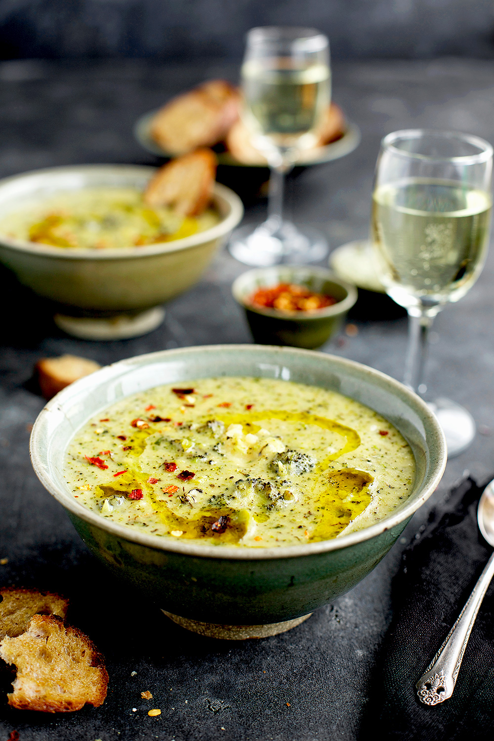 Broccoli Cheddar White Wine Soup