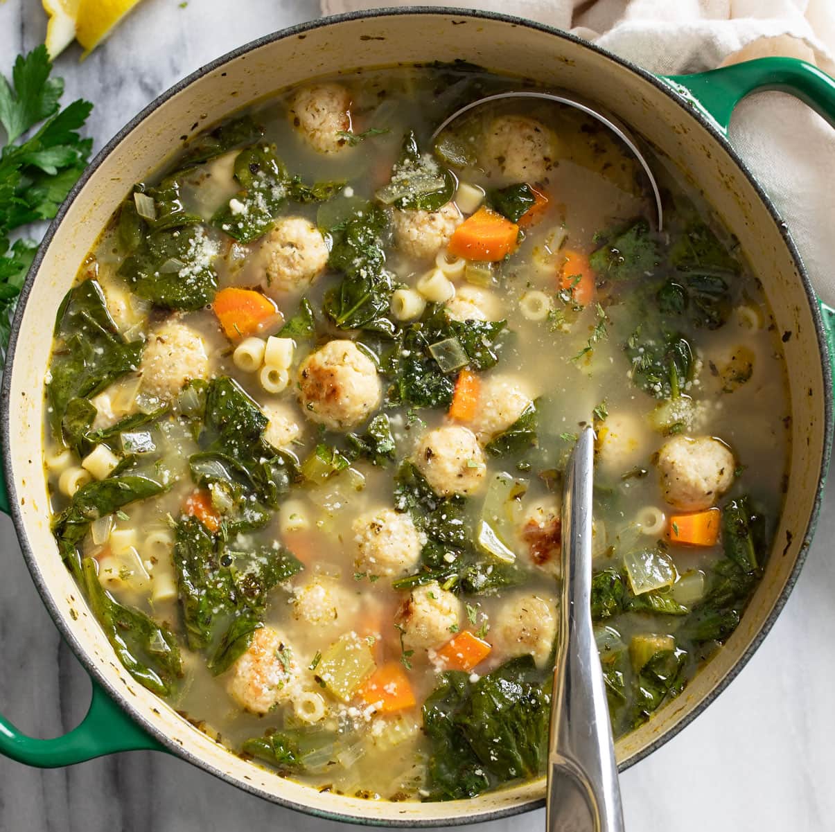 Baked Chicken Meatball Soup