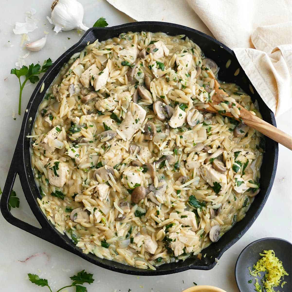 Mushroom and Chicken Orzo