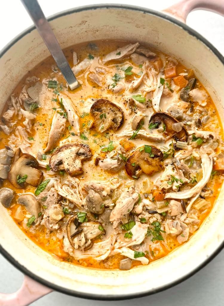 Mushroom Barley Chicken Rice Soup