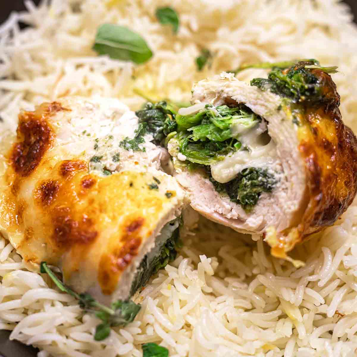 Baked Chicken Spinach Mozzarella Roll-Ups
