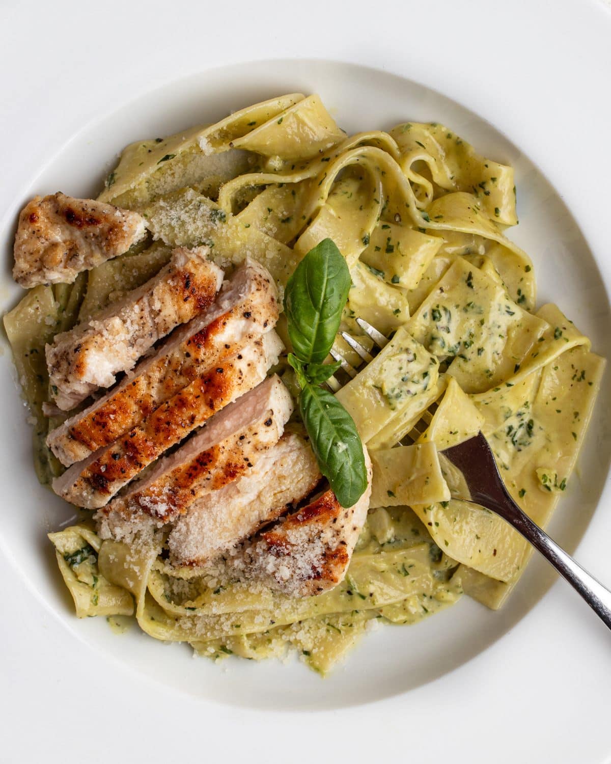 Pesto Chicken with Creamy Pasta