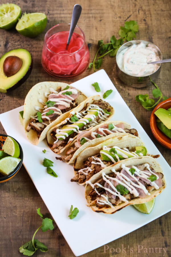 Asparagus Chicken Tacos With Lime Crema